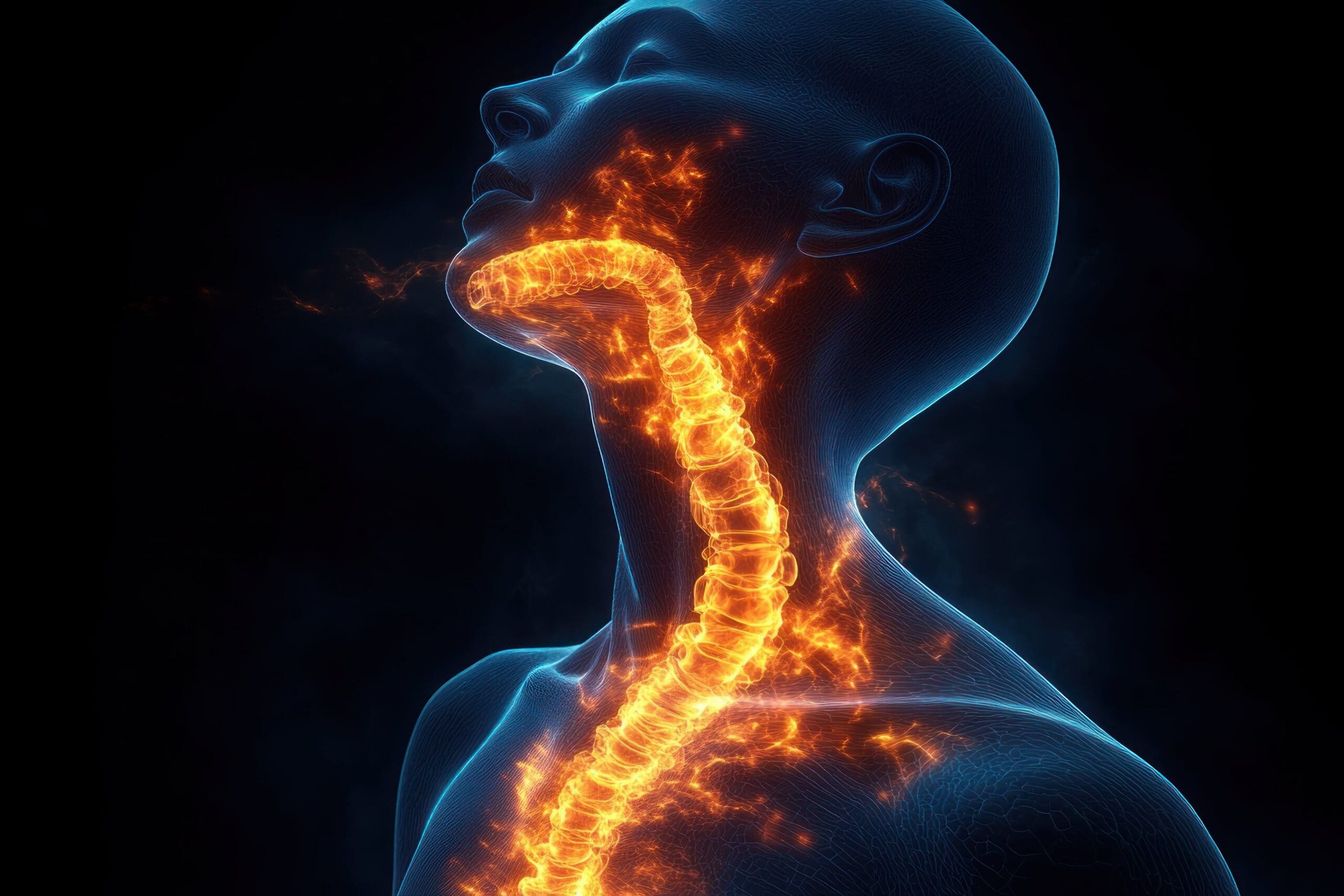 Trachée en feu dans le corps d'un homme : RGO